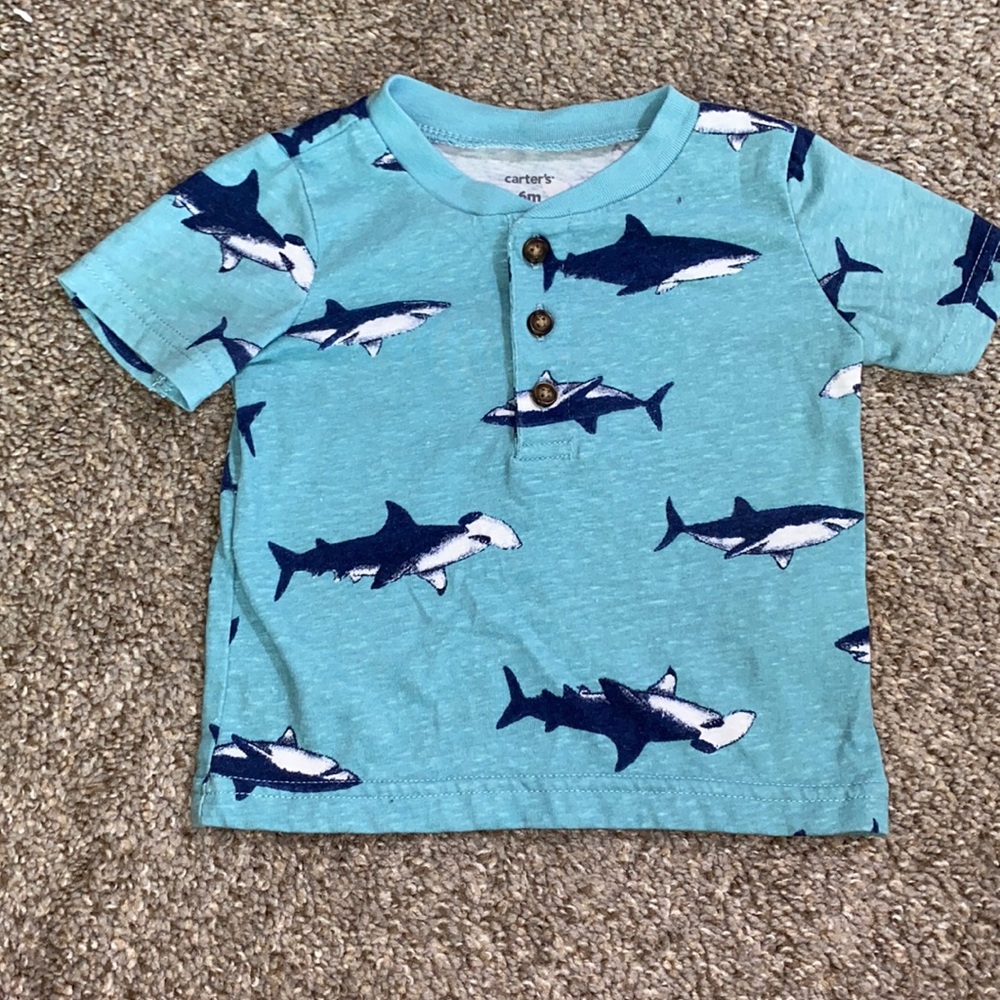 Light blue baby t-shirt with sharks size 6months
